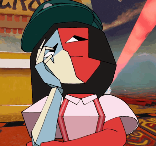 The animated character known as ENA thinking about something.